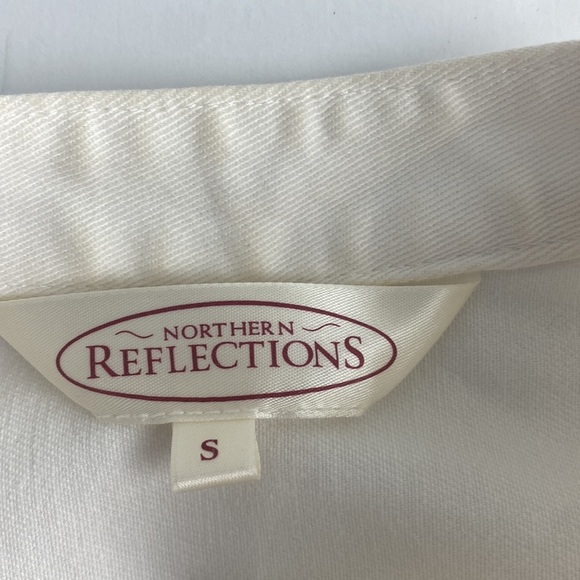 2/$25 White cotton blend old money French girl formal frilly jean jacket small - Picture 3 of 13